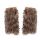 OSPNIEEK Fur Leg Warmers, Furry Leg Warmers for Womens, Faux Fluffy Leg Warmer, Soft Fuzzy Leg Warmer Boot Cuffs Covers for Winter Warm, Christmas, Halloween, Cosplay Party (Brown)