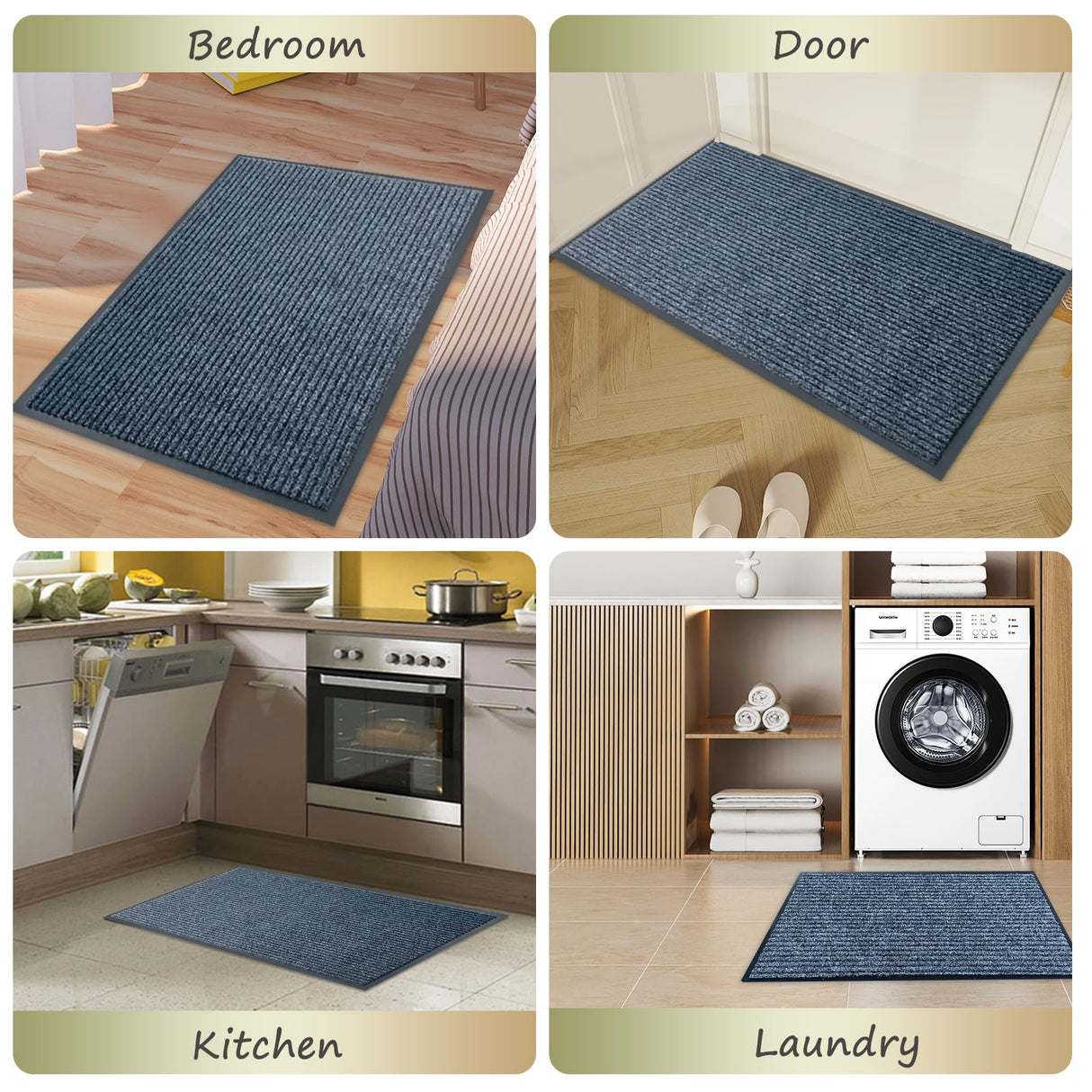 Front Door Mat,2'x3'Indoor Outdoor Door Mat,Heavy Duty Durable Welcome,Commercial Floor Mats Inside Outside Entrance, Waterproof All-Season, All-Weather Non Slip Backing Doormat for Entryway,Dark Gray