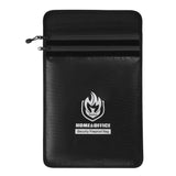Upgraded Two Pockets Fireproof Document Bag (2000℉), andyer 15”x 11”Waterproof Fireproof Money Bag with Zipper, Waterproof Holder Pouch Fire Safe Envelope for Valuables, Legal Documents (Jet Black)