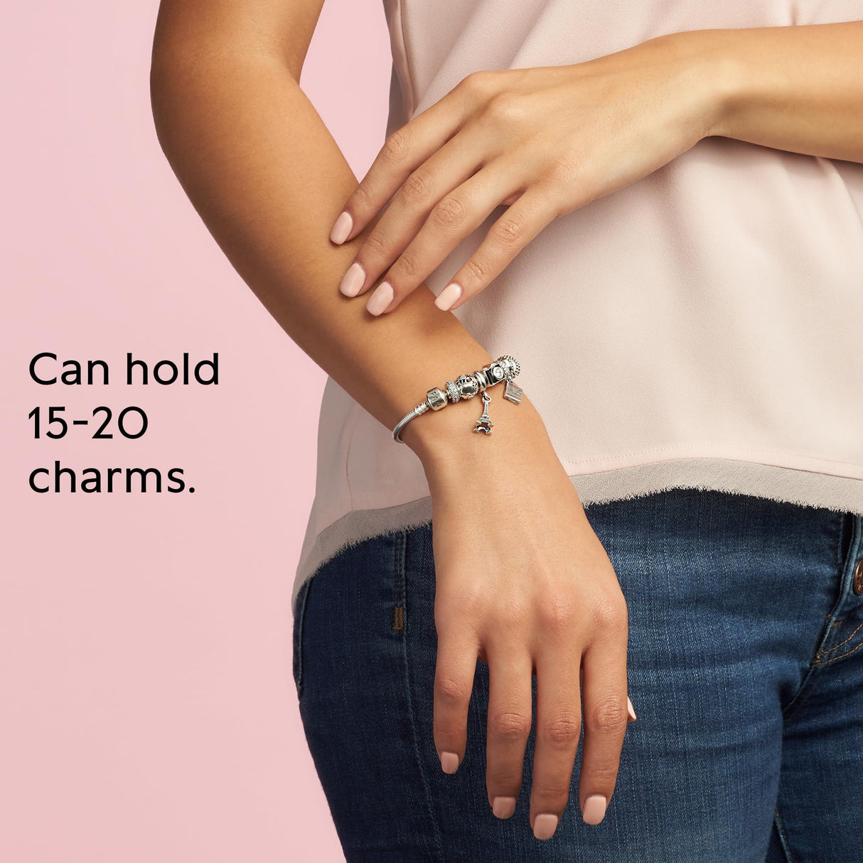 PANDORA Moments Barrel Clasp Snake Chain Bracelet - Silver Bracelet for Women - Sterling Silver - with Gift Box - 7.5"