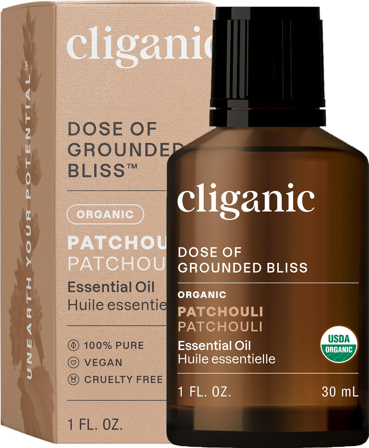Cliganic Organic Patchouli Essential Oil - 100% Pure Natural for Aromatherapy Diffuser | Non-GMO Verified (Packaging May Vary)