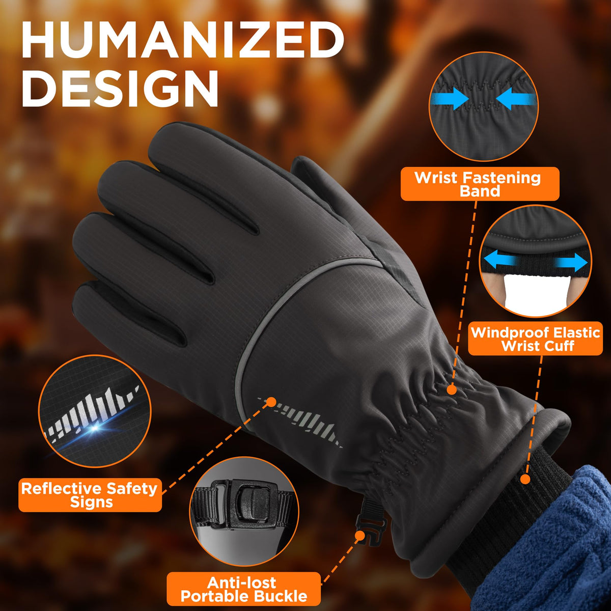 rivmount Winter Gloves with Waterproof, Touchscreen, Warm, Windproof for Women Men, Thermal Snow Glove for Cold Weather Running, Ski, Cycling, Working, Hiking, Driving, Biking, Outdoor (Black M)