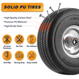 BIEAMA 2 Pack 10" Solid Rubber 4.10/3.50-4 Flat Free Tire, Raised Tread