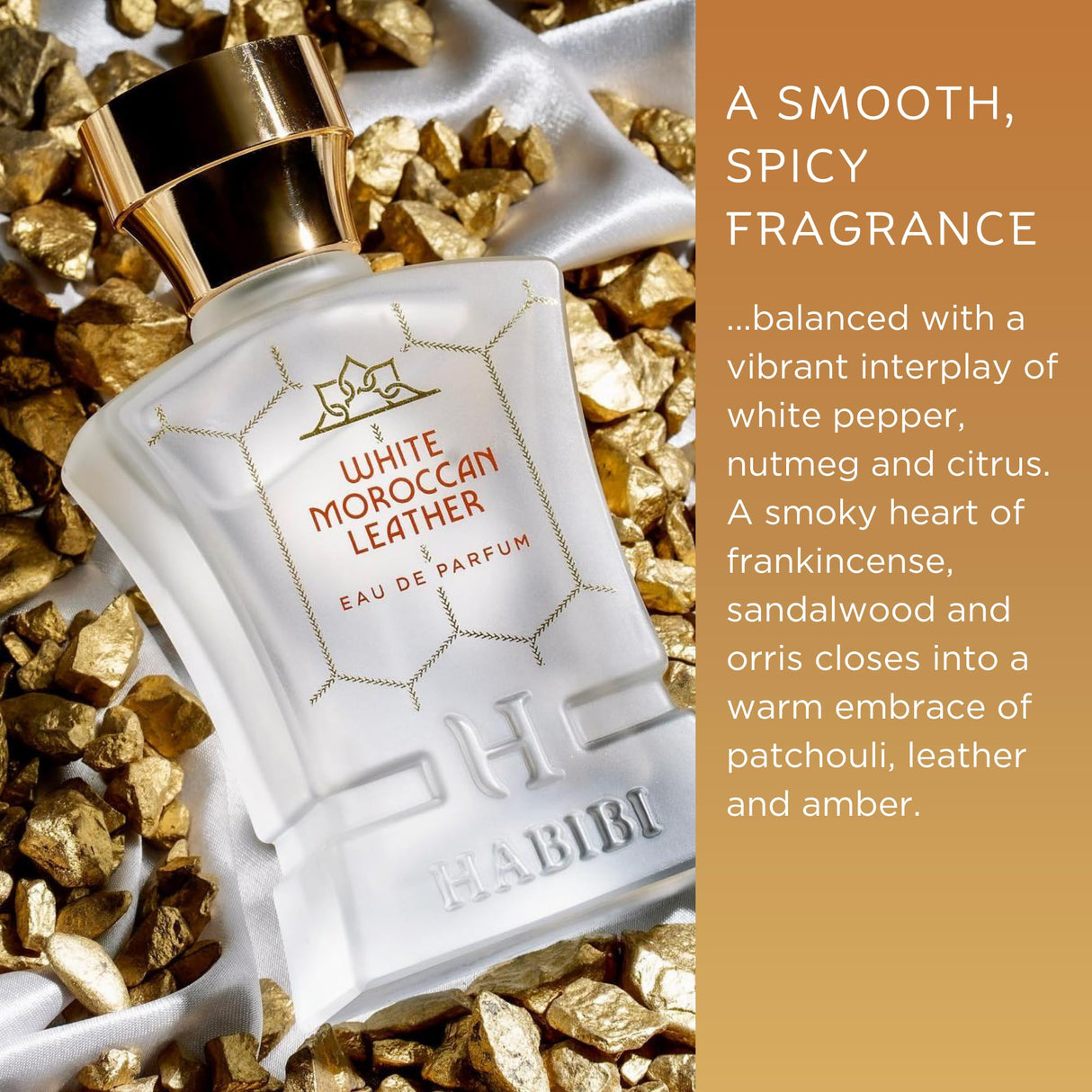 H HABIBI White Moroccan Leather Arabian Perfume for Women & Men - Eau de Parfum (2.5 Oz) Long Lasting cologne for men With Sandalwood, Amber & Leather Scents - Unisex Perfume with Premium Box