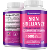 LB LILLYBRIGHT NATURALS Glutathione Capsules - 1,500mcg L-Glutathione Supplement with Vitamin C - Skin Tone Enhancer - Targets Dark Spots & Acne Marks - Potent Antioxidant - 60 Skin Pills
