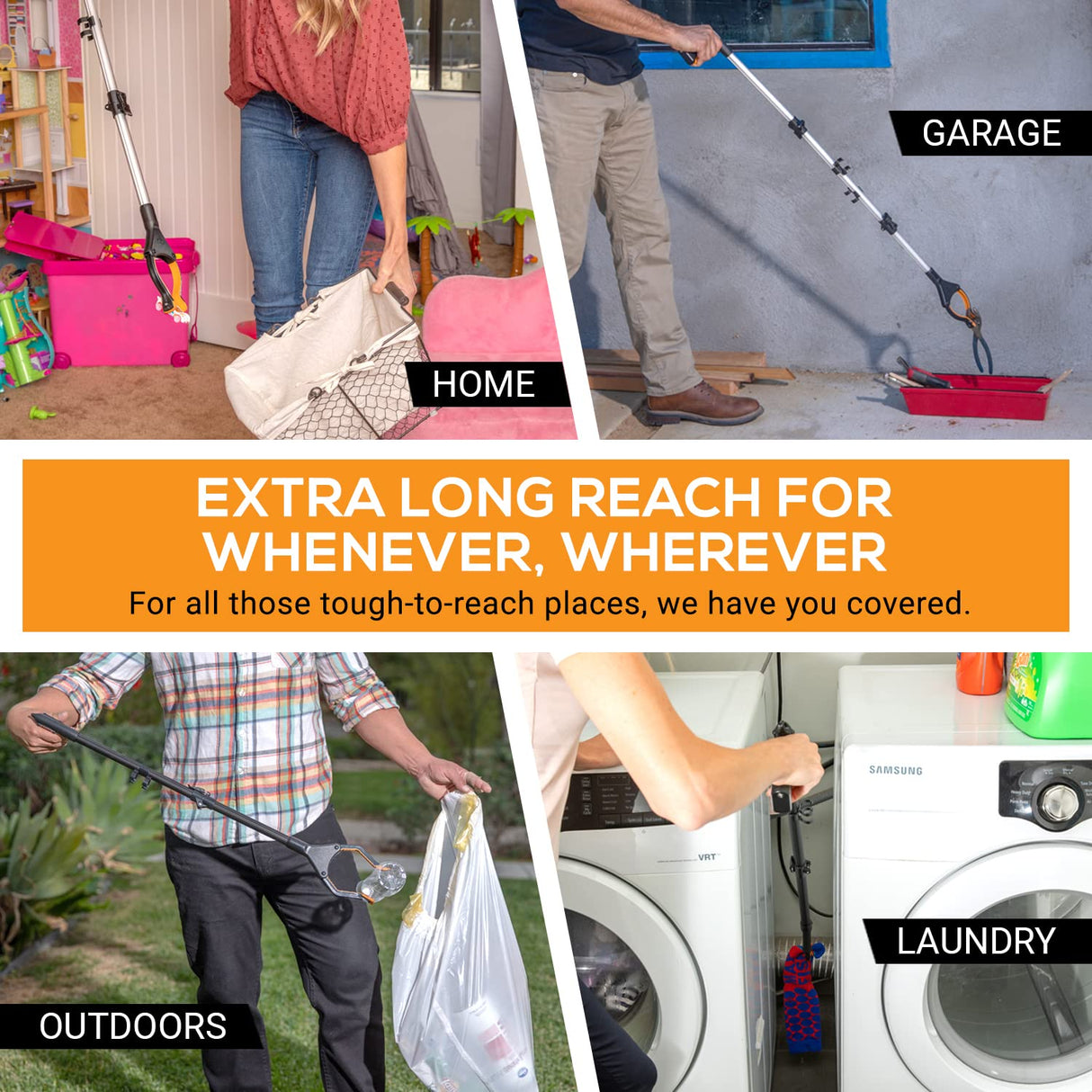 EZPIK Pro 43" Foldable Grabber Reacher Tool for Seniors - Grabbers for Elderly Reaching Tool Heavy Duty Pickup Trash Picker Upper Equipment - Claw Grabber Stick for Reaching Aids, Weed Gripper