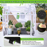 Mini Greenhouse with Potting Mat for Indoor Plant, Heavy Duty Portable Green House with Waterproof Pot Pad for Small Plants, Clear Small Plant Tent for Seed Humidity(White)