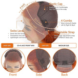 Fiumer Ginger Wig Human Hair 13x4 Straight Ginger Orange Lace Front Wigs Human Hair HD Transparent Lace Frontal 350 Colored Human Hair Wig Pre Plucked With Baby Hair 180% Density 28inch