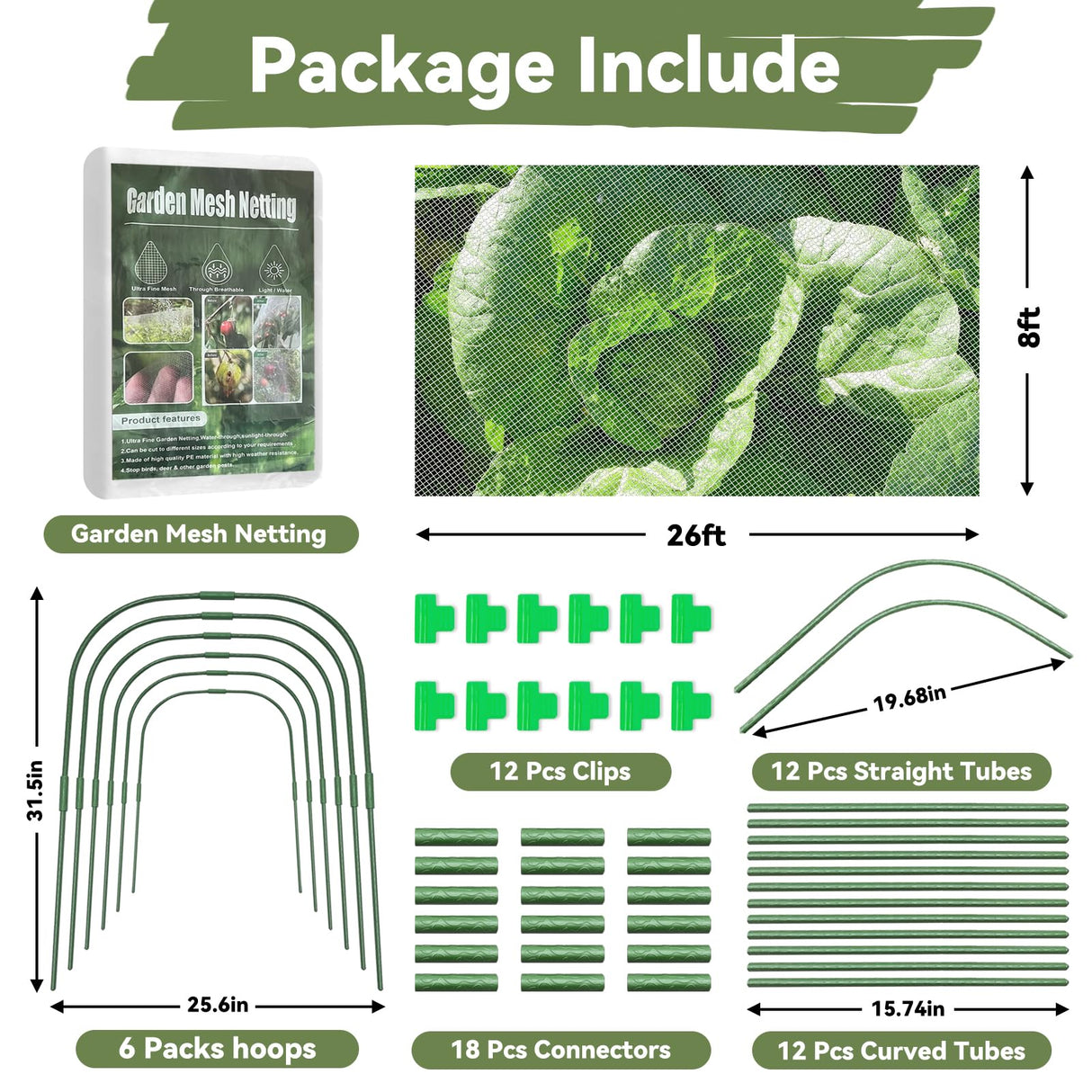 Garden Mesh Netting Kit Protect Fruit Vegetable from Birds Bugs