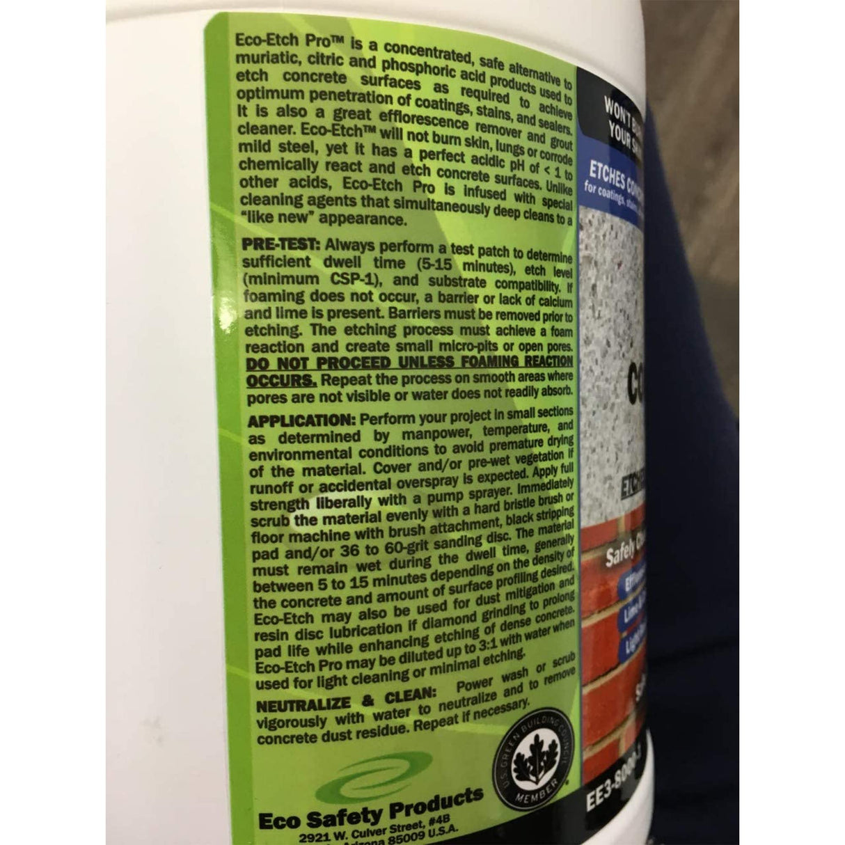 Eco Etch Pro Concrete Cleaner & Etcher Dissolver - Efflorescence, Rust & Dirt Remover from Brick, Driveway, Garage - Gentle Substitute for Citric & Muriatic Acid - Non-Toxic & Safe - 1 Gallon