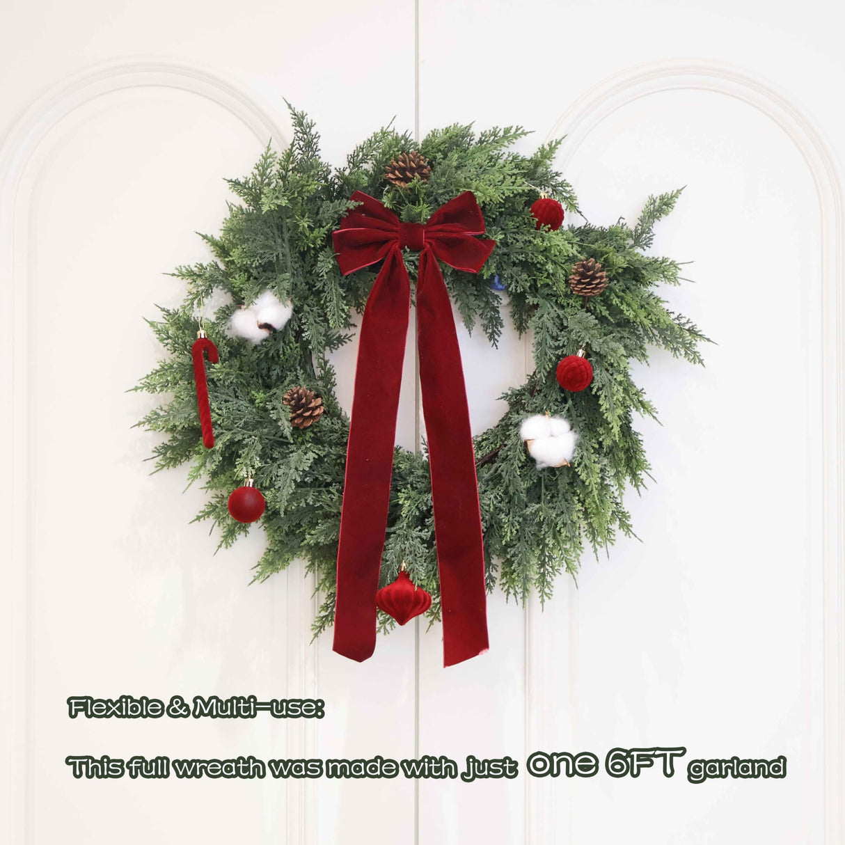 9FT Christmas Cedar Garland Artificial Real Touch Thickness Realistic Greenery Pine Garland for Mantle Fireplace Outdoor Indoor Christmas Decorations