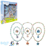 LUV HER Bluey Girl's Jewelry Set - Dress up 9 Piece Toy Jewelry Box Set with Bead Necklace, Bracelet and Ring - Play Accessories - Ages 3+