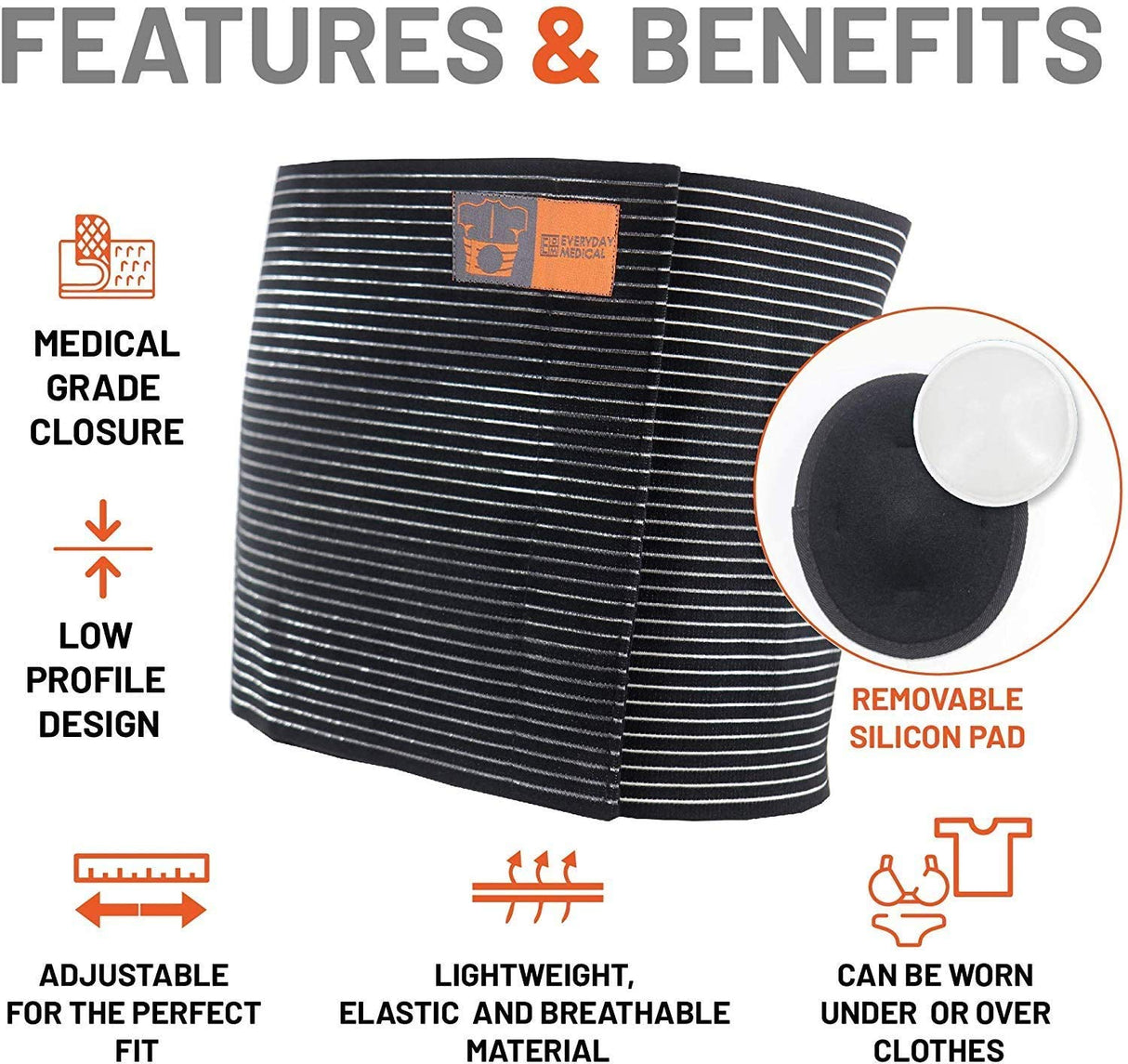 Everyday Medical Plus Size Umbilical Hernia Support Belt I Pain and Discomfort Relief from Umbilical, Navel, Ventral and Incisional Hernias I Hernia Binder for Big Men and Large Women I XXXL/3XL