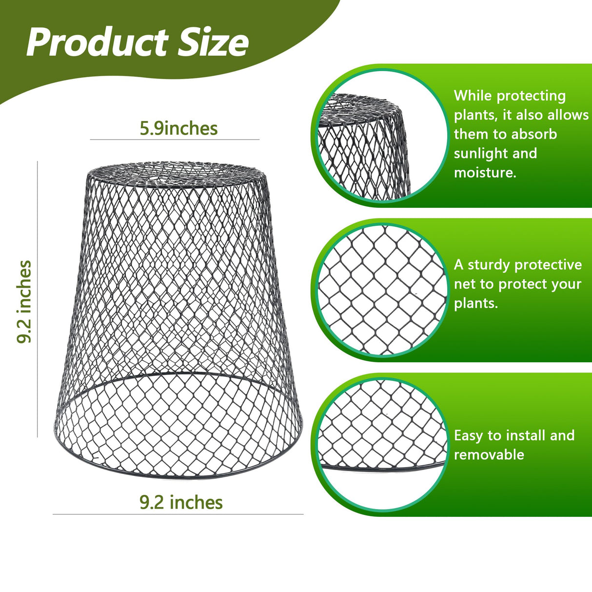 10 Pack 9.2 x 9.2 Inch Chicken Wire Cloche Plant Protectors from Animals
