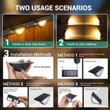 PATIOWIN 6 Pack Solar Step Lights for Outside, 24 LEDs Solar Stair Lights Waterproof IP65, Solar Deck Lights Outdoor Decor for Garden, Porch, Pathway, Patio, Fence, Balcony(Warm White)