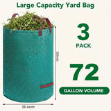 Dntorx 72 Gallons Leaf Bags Lawn Bags, 3 Packs Reusable Yard Waste Bags With Reinforced Handles, Collapsible Garden bag For Leaves,Grass,Storm Debris,Construction Waste, Standable&Foldable