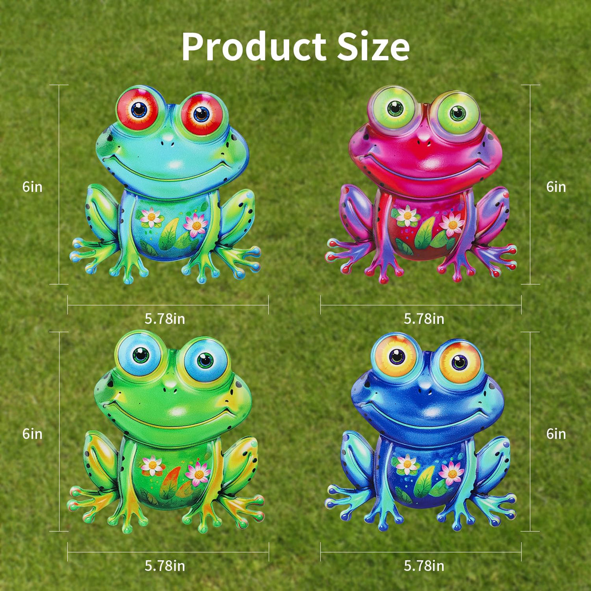 Junware Metal Frog Wall Decor, 8 Pcs Frogs Wall Art Sculptures Hanging Sculpture Decoration, Outdoor Fence Arts for Home Garden, Fence, Patio, Yard, Bedroom Outside Gifts for Adults