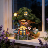 Fairy Garden House, Solar Fairy Houses for Outside, Tree Stump Cottage