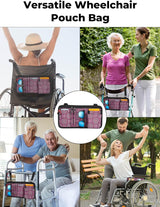 ZHCHG Wheelchair Side Bag with Cup Holder, Wheelchair Armrest Pouch Accessories for Walker, Rollator, Electric Scooter Wheelchairs, Ideal Gift for Mother's Day & Father's Day