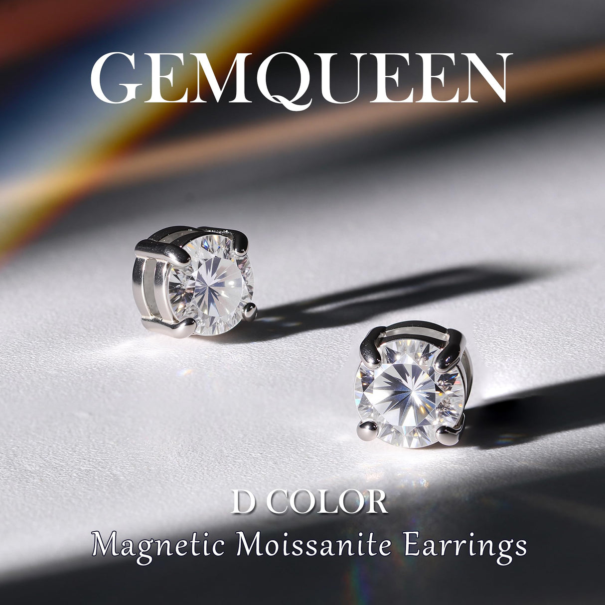 GEMQUEEN Moissanite Magnetic Earrings for Women Men Hypoallergenic 1CT