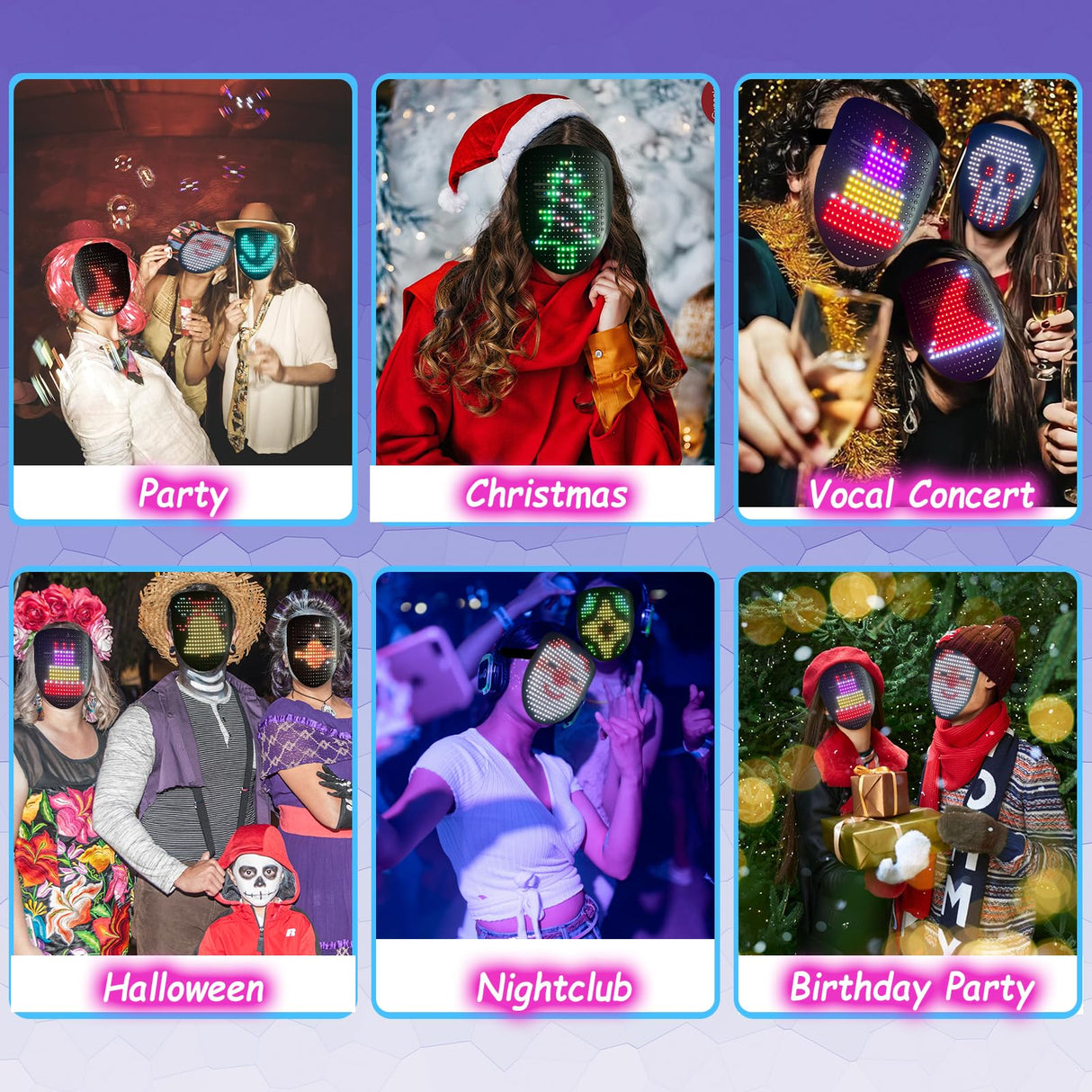 COOLGUARDER Led Mask with Sound Effects and Gesture Sensing, Light up Music Mask for Halloween Rave Costume Christmas Cosplay Birthday Masquerade Dj Parties