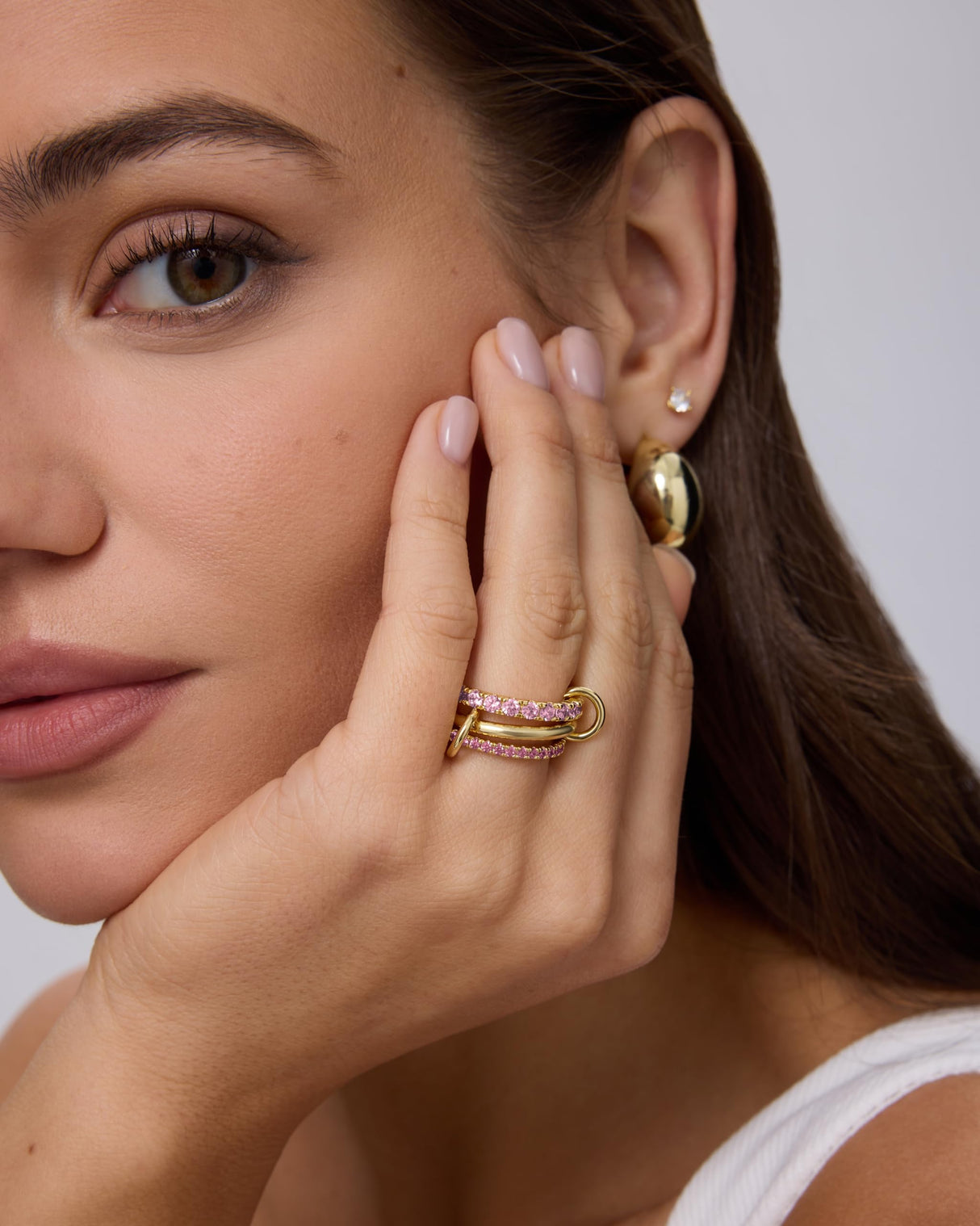 PAVOI 14K Gold Plated Statement Interlocking Ring for Women, Yellow Gold