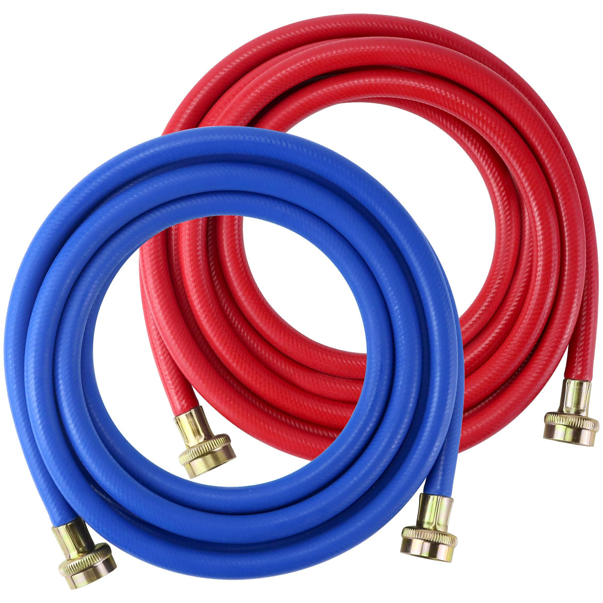 2 PACK Rubber Washing Machine Hoses Burst Proof Red and Blue Coded Washer Machine for Hot and Cold Water 3/4" Connection Supply Lines by Fetechmate Washer Hoses (12 FT)
