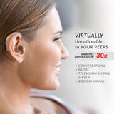 MSA 30X Behind the Ear Sound Amplifier, Amplifies Sound by 30 Times, Lightweight, Virtually Invisible, Comfortable, Adjustable Volume, Fast Charging, Nude, 1ct
