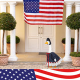 Yeyeplum 4th of July Goose Outfit Set for 23'' Plastic Lawn Porch Goose Statue Clothes Patriotic Skirt with Flag Independence Day Costume for 4th of July Outdoor Patio Yard Lawn(Star Pattern Hat)