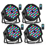 CO-Z 36 LED Stage Lights, RGB Par Lights with Remote Control, DMX Controller Compatible, DJ Lights Stage Lighting Indoor for Christmas Halloween Party, 4 Pack