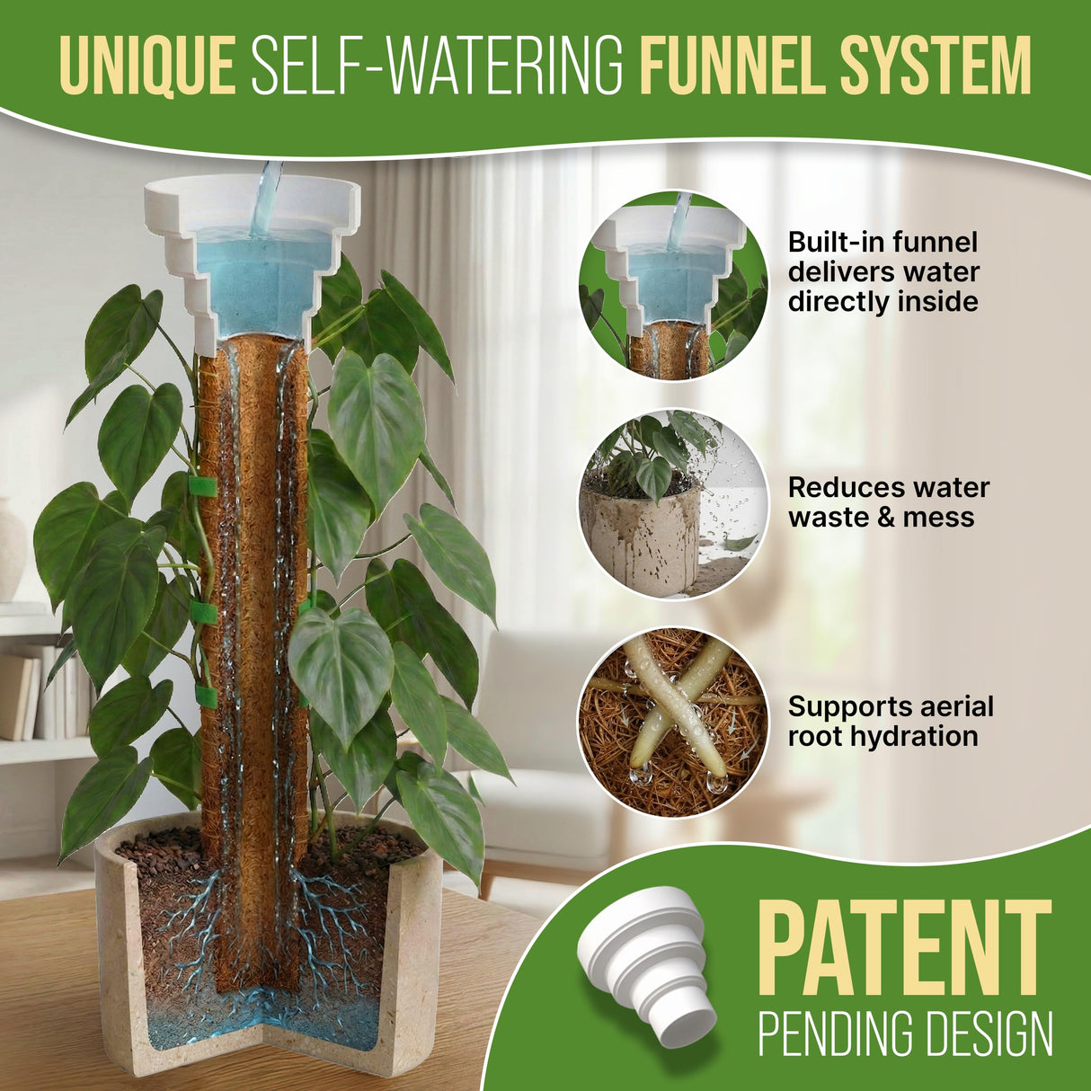 Organo Republic Moss Pole Monstera Plant Support Stakes - 2x26.4 or 48.7" Unique Self-Watering, Extendable Coco Coir Pole for Climbing Plant Supports for Potted Plants Indoor, Totem Pole for Pothos