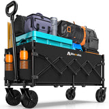 Blomoba 35" Extra Long Folding Wagon with Adjustable Handle & Wheels, Black