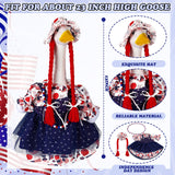 4th of July Porch Goose Outfit Patriotic Independence Goose Clothes for 23" High Cement or Plastic Geese Costume for Yard Lawn Outdoor Garden 250 Anniversary Duck Statue Dress USA American Flag Decor