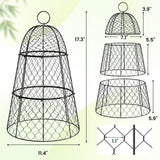 6 Pack Garden Cloche Plant Protectors from Animals, Adjustable 3-Tier Chicken Wire Plant Cages for Outdoor Plants, Stackable Metal Garden Cloches Keep Rabbits, Squirrels & Birds Away, 17.3" x 11.4"