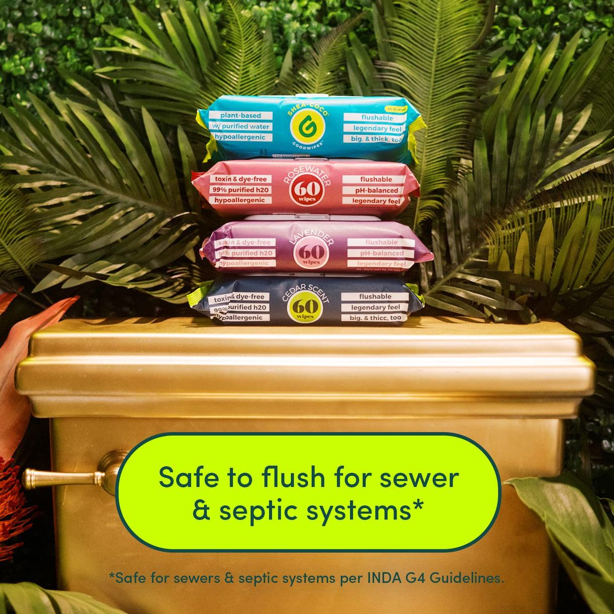 Goodwipes Flushable Butt Wipes Made with Vitamin E & Aloe - Soft & Gentle Wet Wipe Dispenser for Home Use, Septic & Sewer Safe - Largest Adult Toilet Towelettes - Shea Coco, 360 Count (6 Packs)