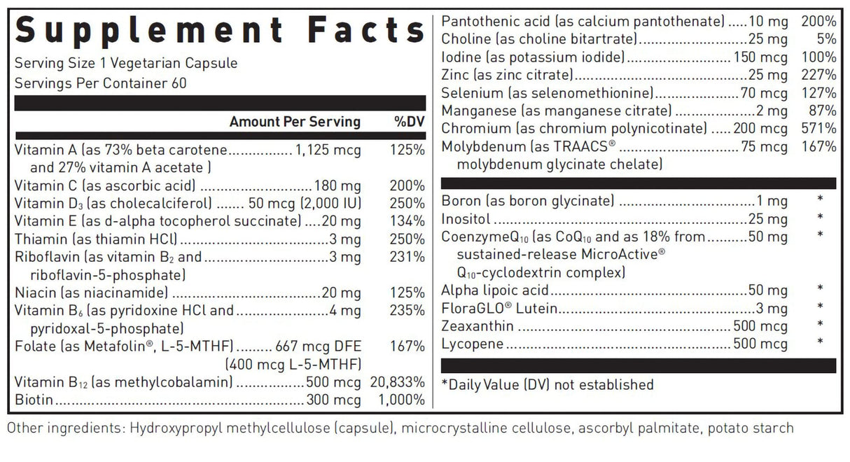 Douglas Laboratories Ultra Preventive 1 Daily | Multivitamin and Mineral Supplement to Support Energy Production, Immune Function, and Overall Health* | 60 Capsules