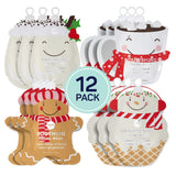 SpaLife Holiday Treats Facial Masks 12-Pack Assorted - Festive Christmas Skincare for Hydration and Refreshment - Gingerbread, Sundae, Cocoa & Eggnog