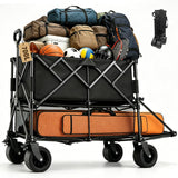 700L Large Capacity Double Decker Wagon Collapsible Wagon with Tailgate 55'' Extra Long, Foldable 600lbs Heavy Duty Beach Cart with All-Terrain Big Wheels,Utility Carts, Sports,Outdoor,Shoping Cart