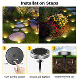 inkgear 6 Pack Solar Ground Lights Outdoor, 8 LED Mini Flat Solar Disc Lights, IP65 Waterproof Pathway Lights Solar Powered, Landscape Lighting for Garden Walkway Driveway Yard Lawn,Warm White