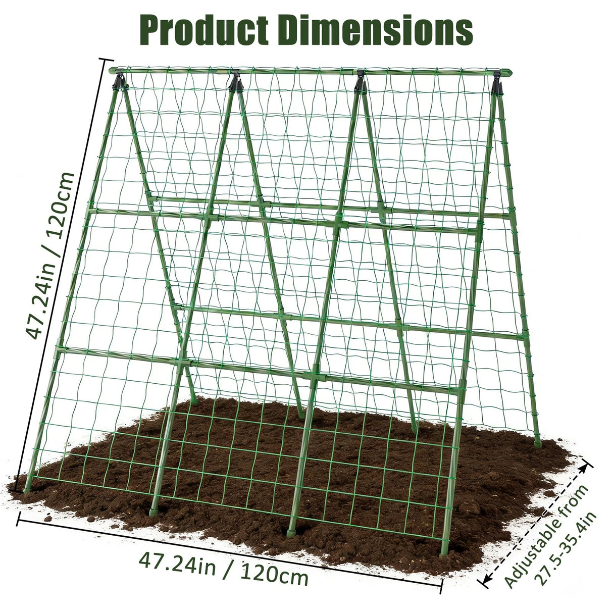 Miory Cucumber Trellis, 48"x48" A-Frame Trellis for Raised Bed, Garden Trellis for Climbing Plants Outdoor, Plant Support for Vegetables Vines