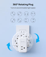 TROND Outlet Extender with 6 Inch Cord - Multi Plug Wall Outlet with PD 20W USB C Plug Adapter, Ultra Short Extension Cord, 3 Way Power Splitter for Bathroom Kitchen Office Dorm Travel Essentials