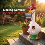 Eywwuu Funny Porch Goose Summer Bikini, Sunglasses & Tassel Skirt - Fits 17'' and 24'' Lawn Geese - Yard Decoration (Round Fringe)