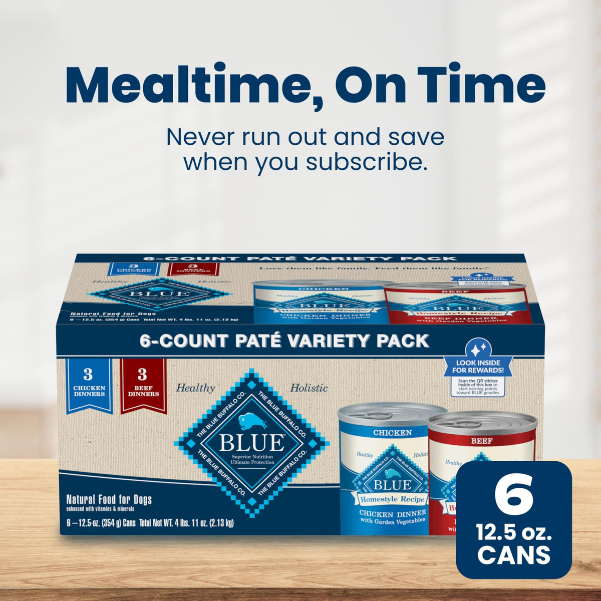 Blue Buffalo Homestyle Recipe Variety Pack Wet Dog Food, 12.5 oz, 6 ct
