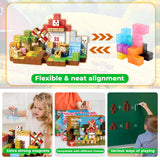 150 PCS Magnetic Blocks - Farm Animals Magnetic Building Blocks Cubes & Magnet Toys, Stacking Magnets, STEM Toys for School Acitivities, Ideal Christmas Birthday Gifts for Boys Age 3+ Years Old