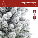SHareconn 7ft Snow Flocked Spruce Pre-lit Artificial Christmas Tree, White
