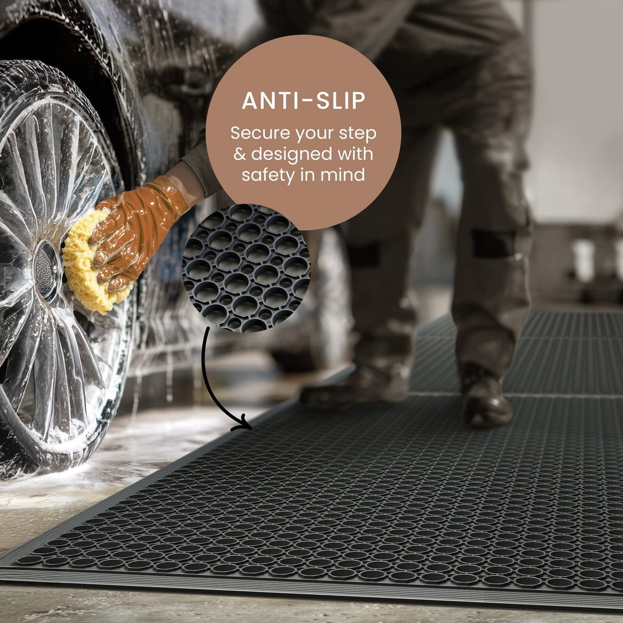 Lifetime Supplies 36" x 24" Commercial Rubber Floor Mat | Safety Water Drainage | Non Slip Anti Fatigue Mat for Restaurant, Kitchen, Indoors, Outdoors and Entryway