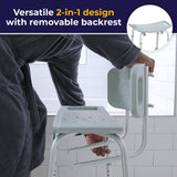 Drive Medical RTL12202KDR Shower Chair with Back, Adjustable Stool with Suction Feet, Shower Seat for Inside Shower or Tub, Bathroom Bench Bath Chair for Elderly and Disabled, 300 LB Weight Cap, Grey