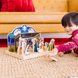 Melissa & Doug Classic Wooden Christmas Nativity Set with 4-Piece Stable and 11 Wooden Figures