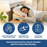 MedCline Shoulder Relief System with Extra Cases, Bed Wedge Pillow for Shoulder Pain Relief and Therapeutic Body Pillow, Inclined Sleep Position with Arm Pocket, Large for 5'10" and Above