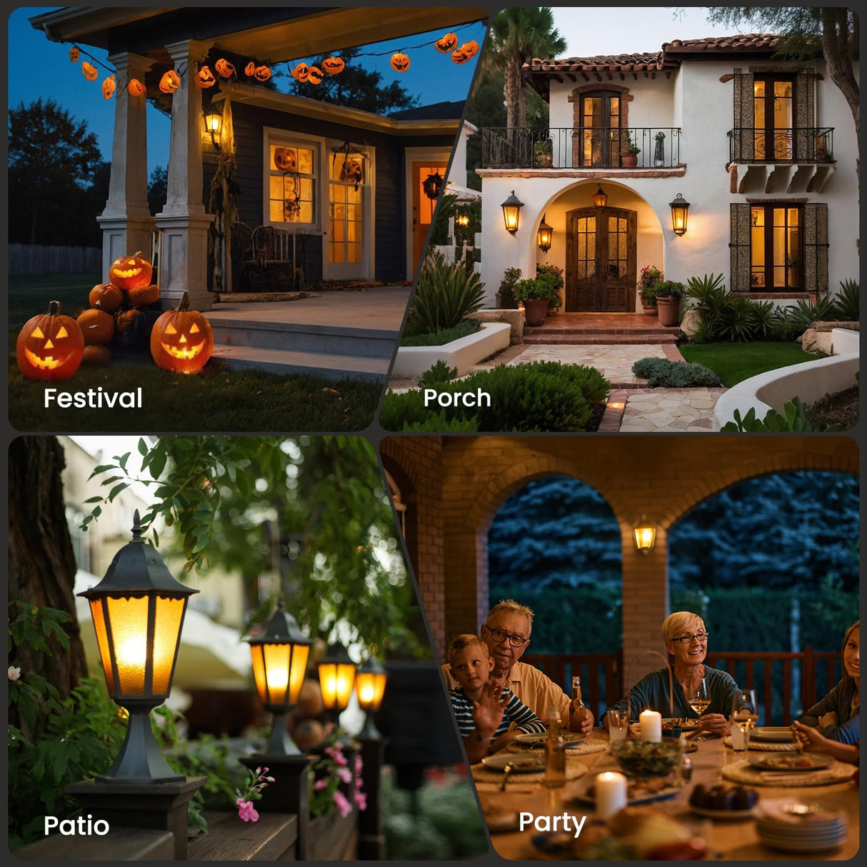 Vicstone Dusk to Dawn LED Flame Light Bulbs Outdoor, 4 Modes Flickering Light Bulbs with Upside Down Effect, E26 Fire Bulb for Halloween Christmas Party Patio Porch Home Indoor Decorations - 2